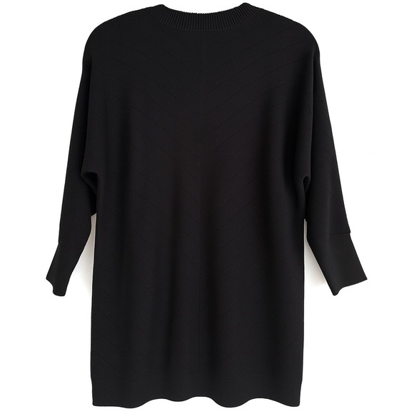 NWT Talbots Black V-Neck Chevron Knit 3/4 Sleeve Sweater Size Medium - Picture 2 of 6